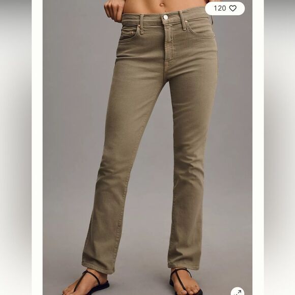 MOTHER The Insider Hover High Rise Straight Jeans in Moss - Picture 2 of 7